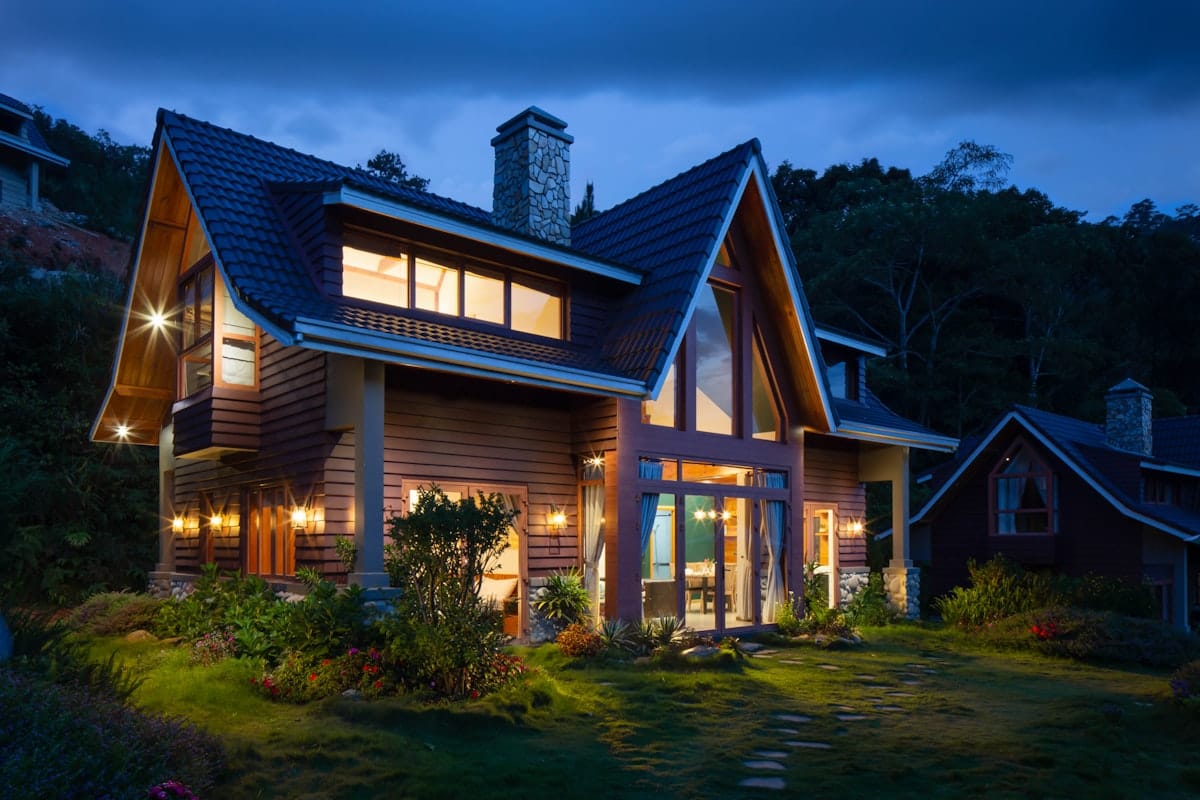 Residential home at dusk
